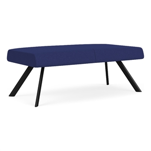 Willow Lounge Lobby Reception Waiting 2 Seat Bench / Black Steel / Blue