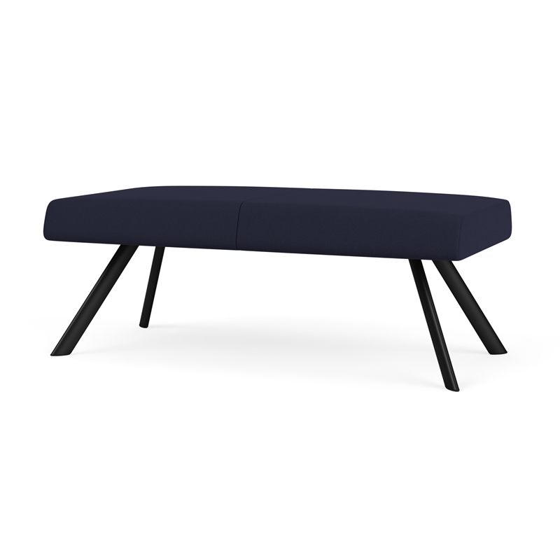 Willow Lounge Lobby Reception Waiting 2 Seat Bench / Black Steel / Navy Blue