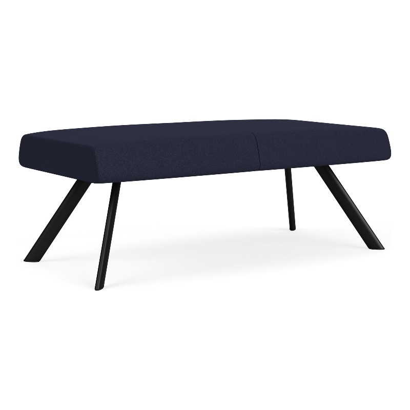 Willow Lounge Lobby Reception Waiting 2 Seat Bench / Black Steel / Navy Blue