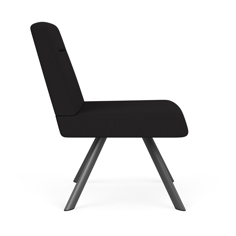 Willow Lounge Reception Waiting Armless Guest Chair / Charcoal Steel / Black