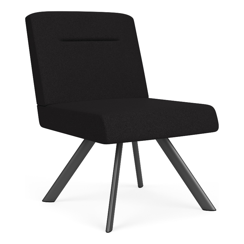 Willow Lounge Reception Waiting Armless Guest Chair / Charcoal Steel / Black