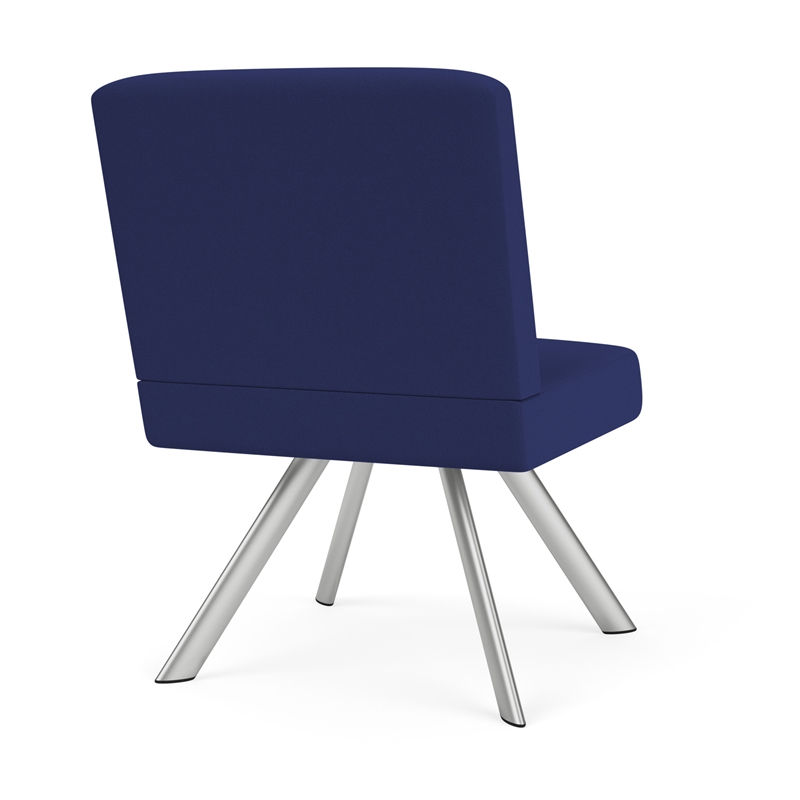 Willow Lounge Lobby Reception Waiting Armless Guest Chair / Silver Steel / Blue