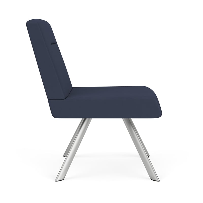 Willow Lounge Lobby Reception Waiting Armless Guest Chair / Silver Steel / Blue