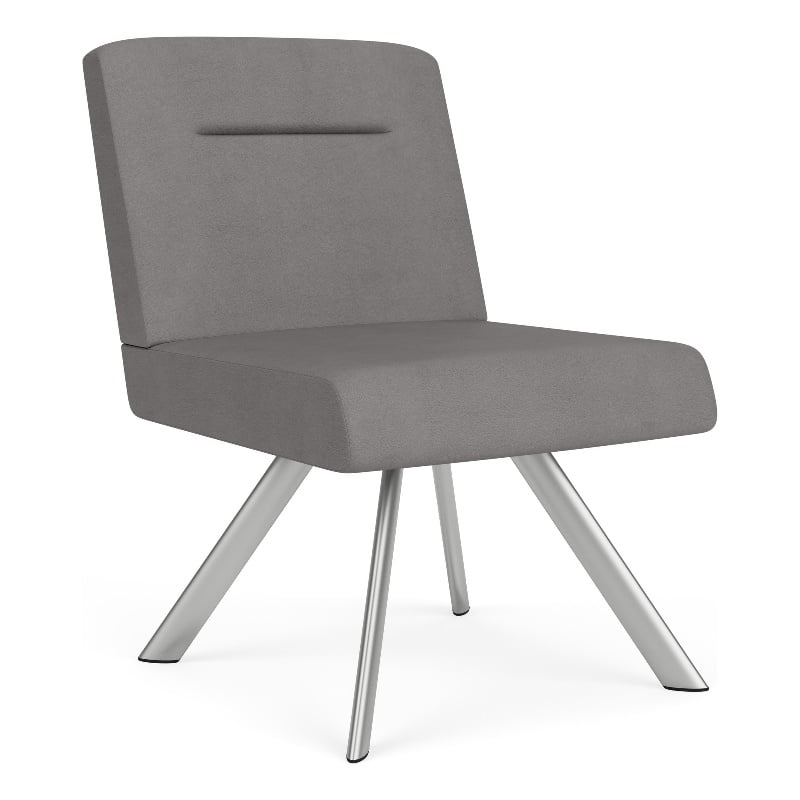 Willow Lounge Reception Waiting Armless Guest Chair / Silver Steel / Light Gray