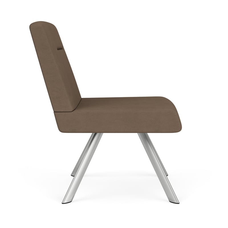 Willow Lounge Lobby Reception Waiting Armless Guest Chair / Silver Steel / Brown