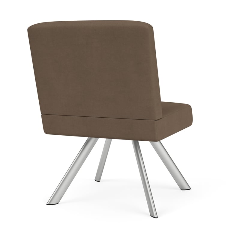 Willow Lounge Lobby Reception Waiting Armless Guest Chair / Silver Steel / Brown