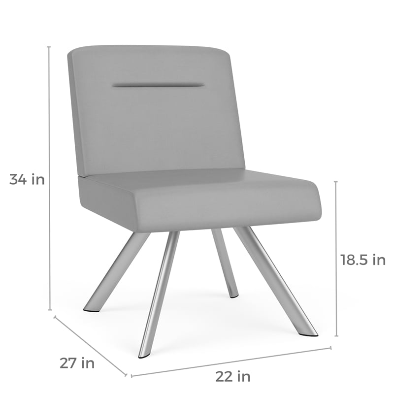 Willow Lounge Lobby Reception Waiting Armless Guest Chair / Silver Steel / Brown
