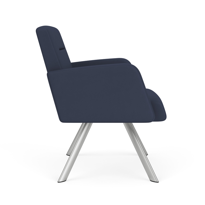 Willow Lounge Lobby Reception Waiting Bariatric Chair / Silver Steel / Blue