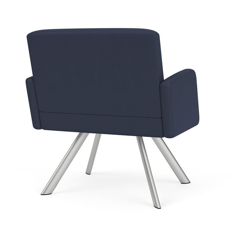 Willow Lounge Lobby Reception Waiting Bariatric Chair / Silver Steel / Blue
