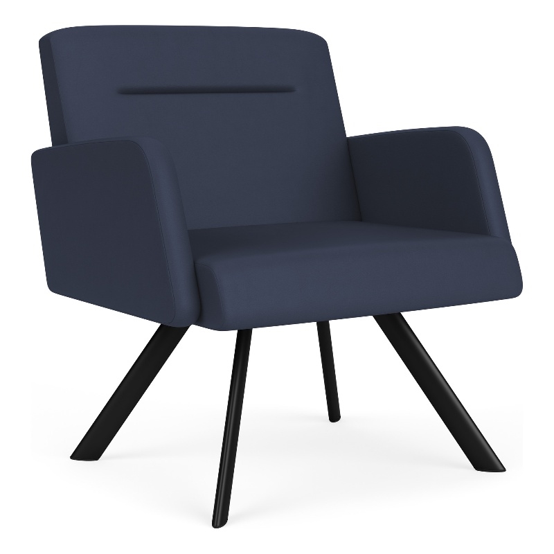 Willow Lounge Lobby Reception Waiting Bariatric Chair / Black Steel / Blue