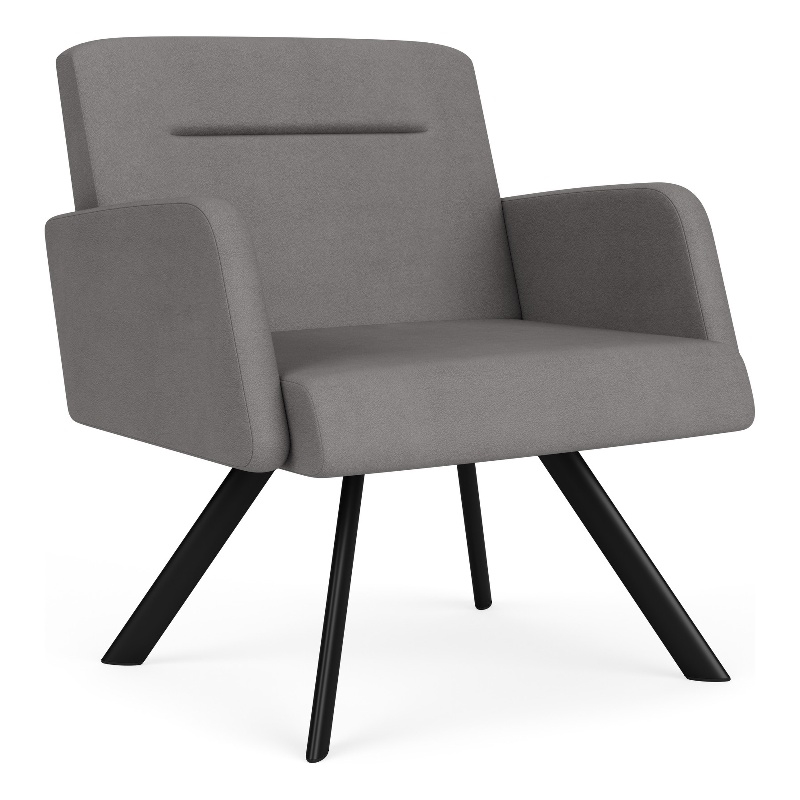 Willow Lounge Lobby Reception Waiting Bariatric Chair / Black Steel / Light Gray