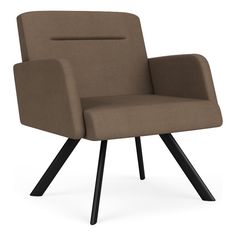 Willow Lounge Lobby Reception Waiting Bariatric Chair / Black Steel / Brown