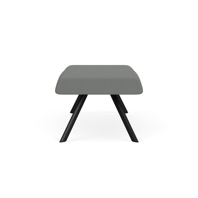 Willow Lounge Lobby Reception Waiting 2 Seat Bench / Black Steel / Light Gray