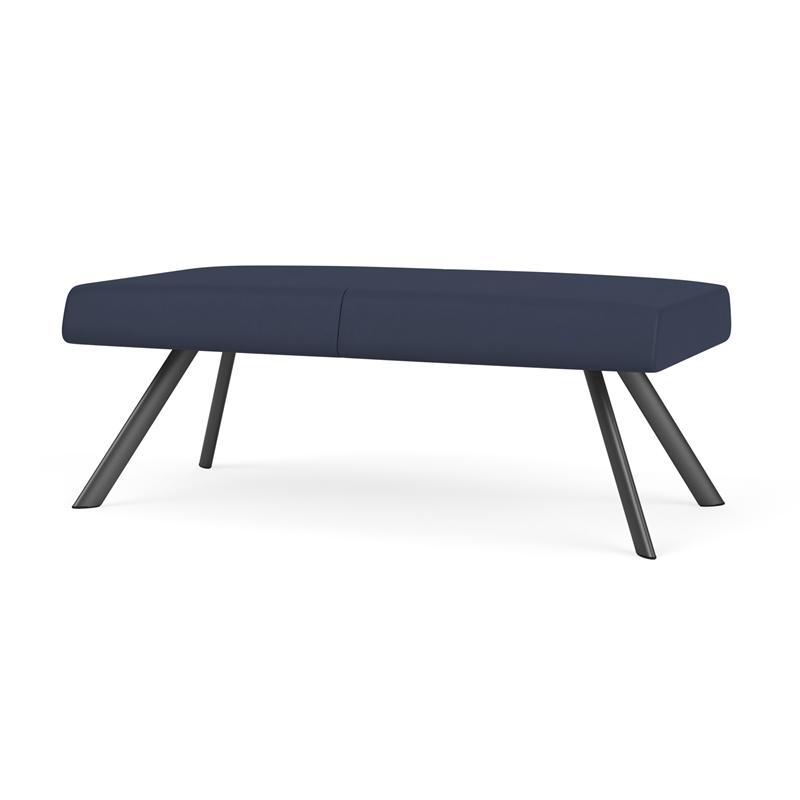 Willow Lounge Lobby Reception Waiting 2 Seat Bench / Charcoal Steel / Blue