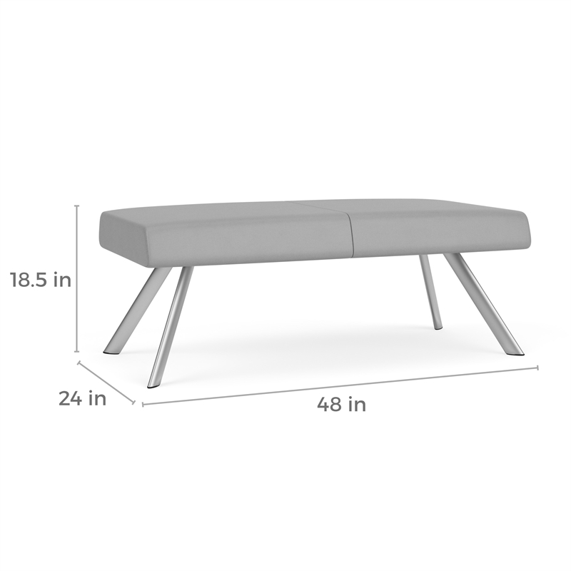 Willow Lounge Lobby Reception Waiting 2 Seat Bench / Charcoal Steel / Blue