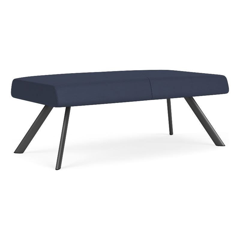 Willow Lounge Lobby Reception Waiting 2 Seat Bench / Charcoal Steel / Blue