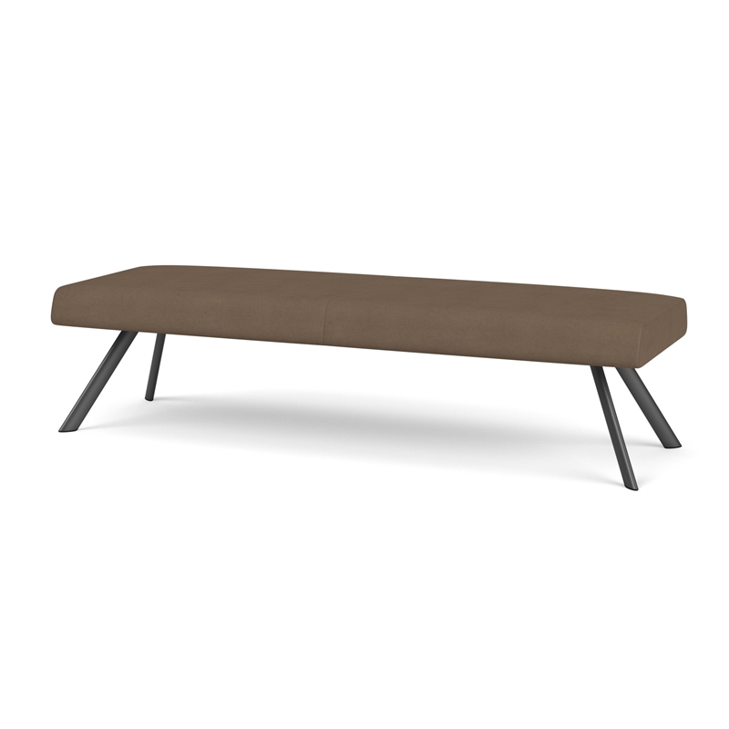 Willow Lounge Lobby Reception Waiting 3 Seat Bench / Charcoal Steel / Brown