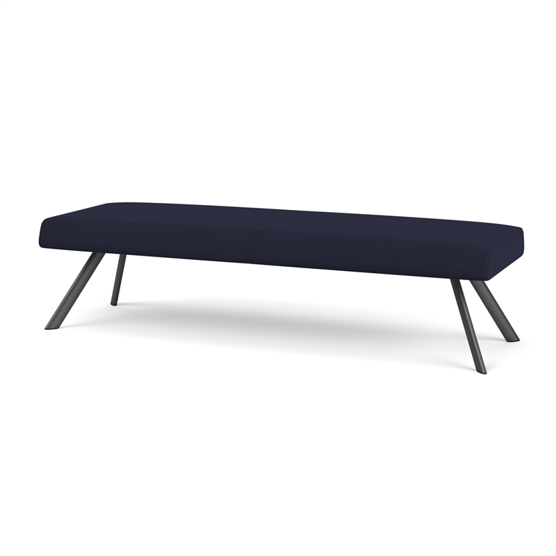 Willow Lounge Lobby Reception Waiting 3 Seat Bench / Charcoal Steel / Navy Blue