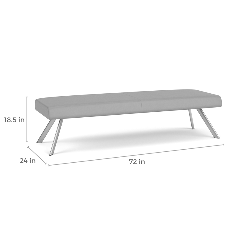 Willow Lounge Lobby Reception Waiting 3 Seat Bench / Charcoal Steel / Navy Blue