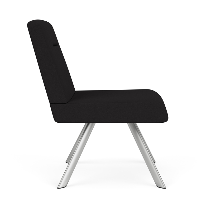 Willow Lounge Lobby Reception Waiting Armless Guest Chair / Silver Steel / Black