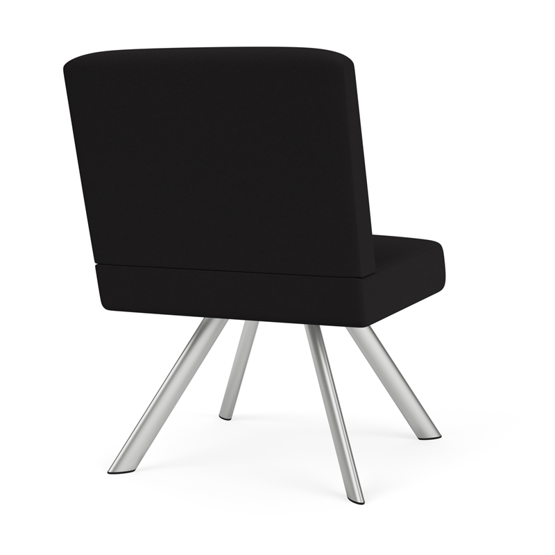 Willow Lounge Lobby Reception Waiting Armless Guest Chair / Silver Steel / Black