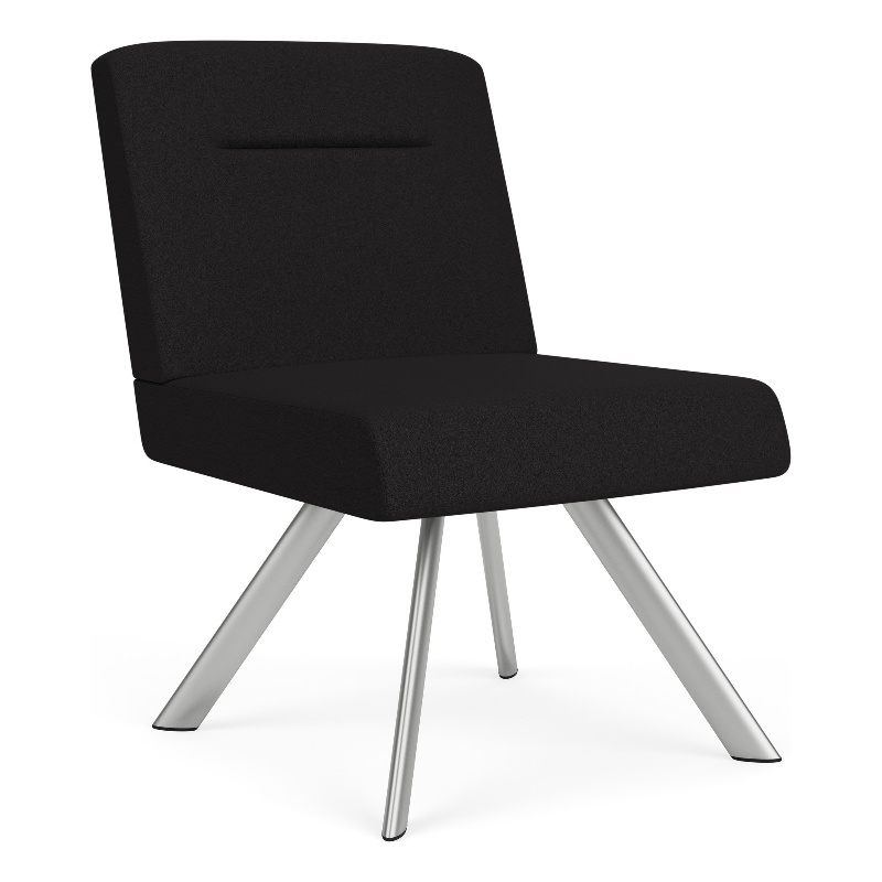 Willow Lounge Lobby Reception Waiting Armless Guest Chair / Silver Steel / Black