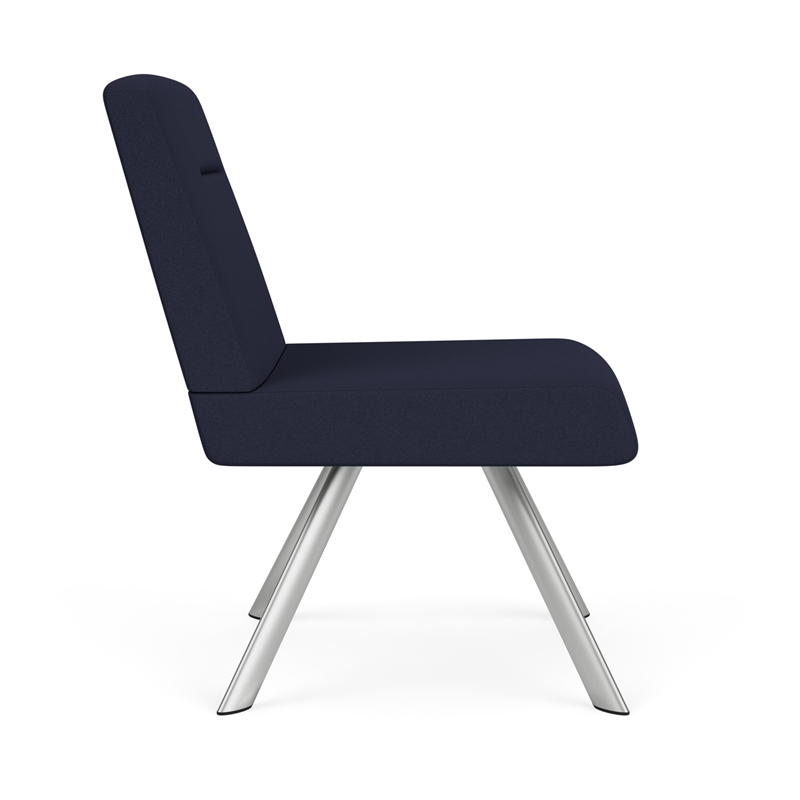 Willow Lounge Reception Waiting Armless Guest Chair / Silver Steel / Navy Blue