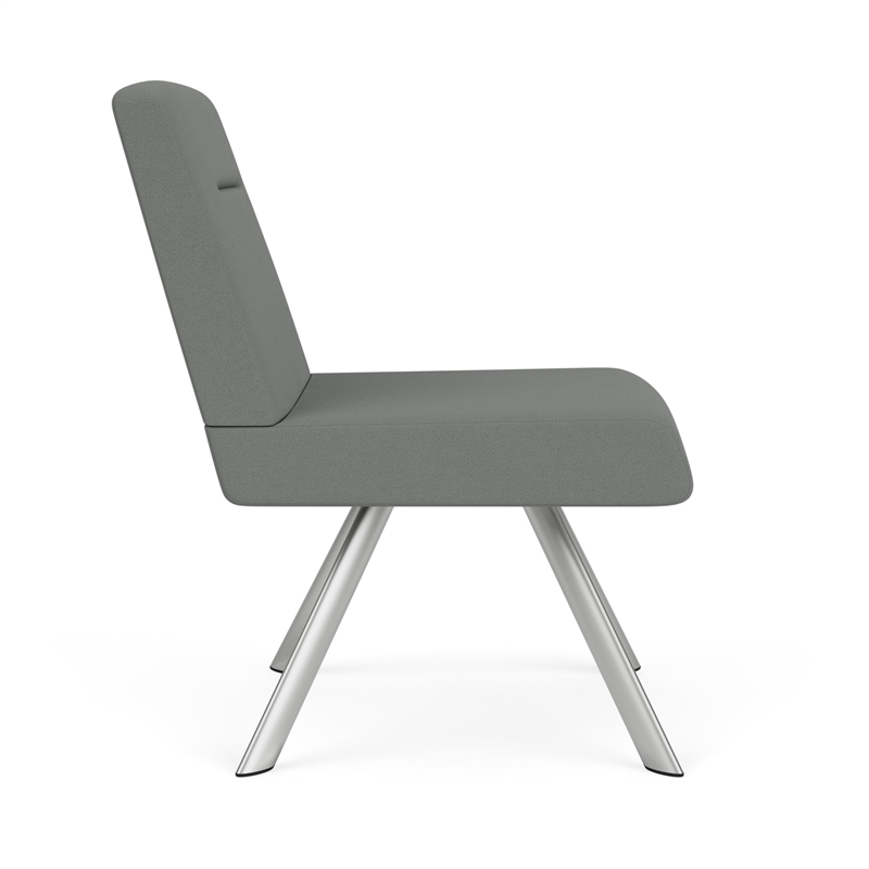 Willow Lounge Reception Waiting Armless Guest Chair / Silver Steel / Light Gray