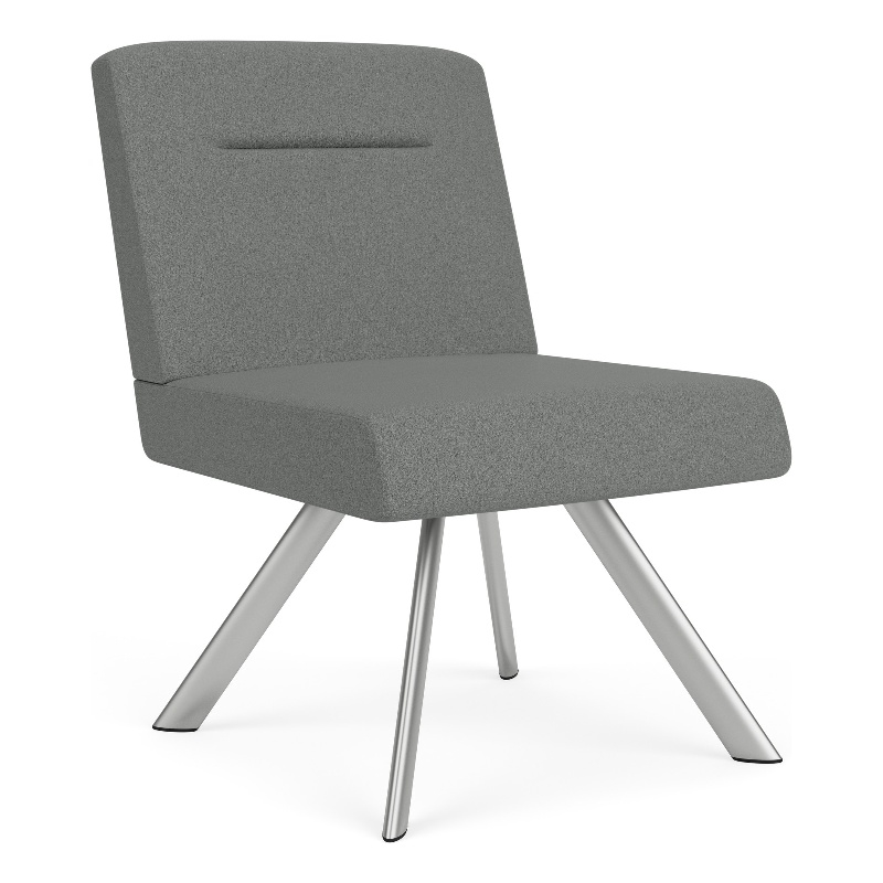 Willow Lounge Reception Waiting Armless Guest Chair / Silver Steel / Light Gray