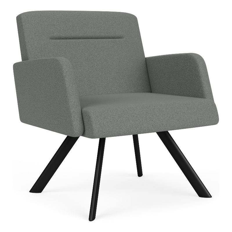 Willow Lounge Lobby Reception Waiting Bariatric Chair / Black Steel / Light Gray