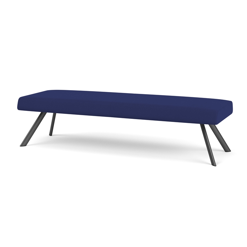 Willow Lounge Lobby Reception Waiting 3 Seat Bench / Charcoal Steel / Blue
