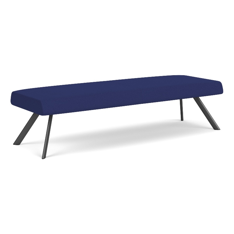 Willow Lounge Lobby Reception Waiting 3 Seat Bench / Charcoal Steel / Blue