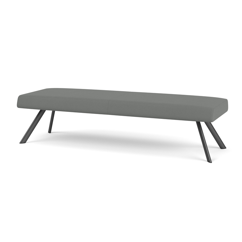 Willow Lounge Lobby Reception Waiting 3 Seat Bench / Charcoal Steel / Light Gray