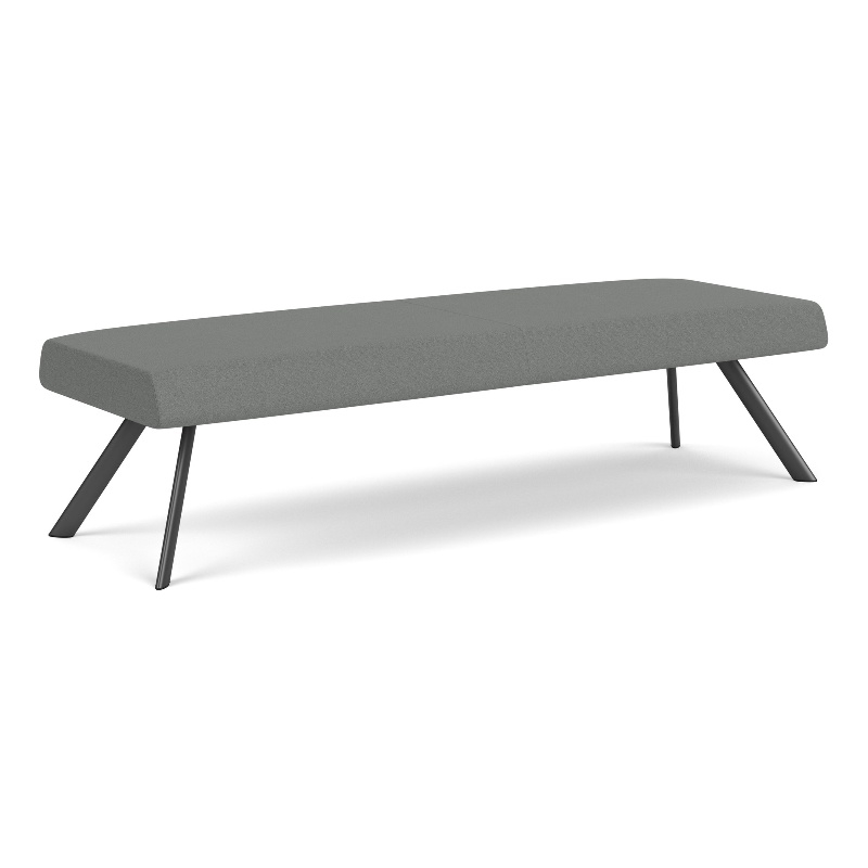 Willow Lounge Lobby Reception Waiting 3 Seat Bench / Charcoal Steel / Light Gray