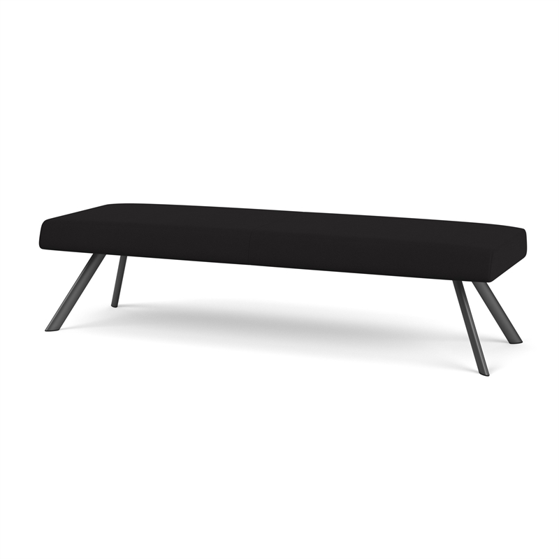 Willow Lounge Lobby Reception Waiting 3 Seat Bench / Charcoal Steel / Black