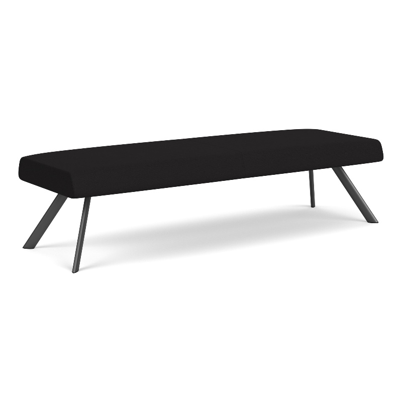 Willow Lounge Lobby Reception Waiting 3 Seat Bench / Charcoal Steel / Black