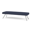Willow Lounge Lobby Reception Waiting 3 Seat Bench / Silver Steel / Blue