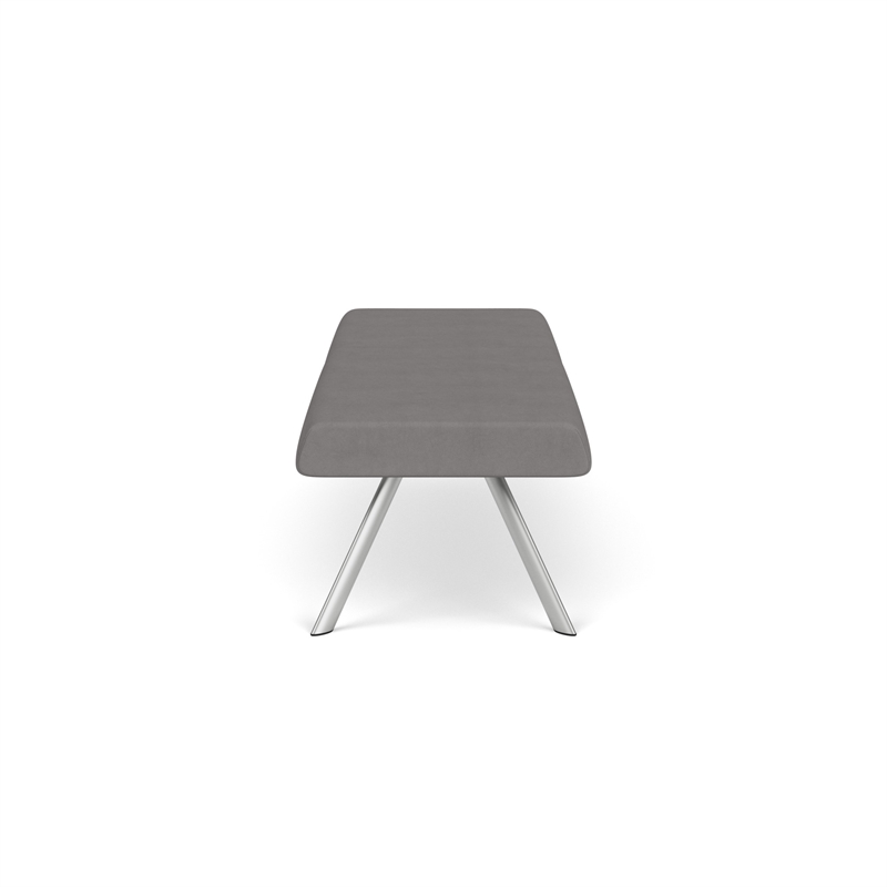 Willow Lounge Lobby Reception Waiting 3 Seat Bench / Silver Steel / Light Gray