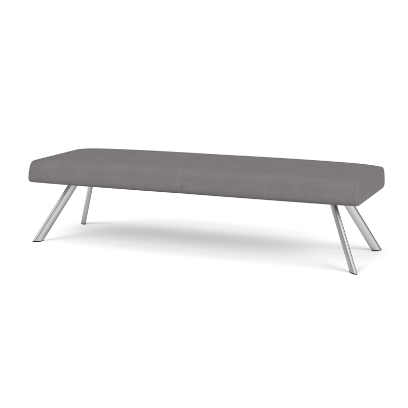 Willow Lounge Lobby Reception Waiting 3 Seat Bench / Silver Steel / Light Gray