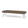 Willow Lounge Lobby Reception Waiting 3 Seat Bench / Silver Steel / Brown