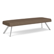 Willow Lounge Lobby Reception Waiting 3 Seat Bench / Silver Steel / Brown