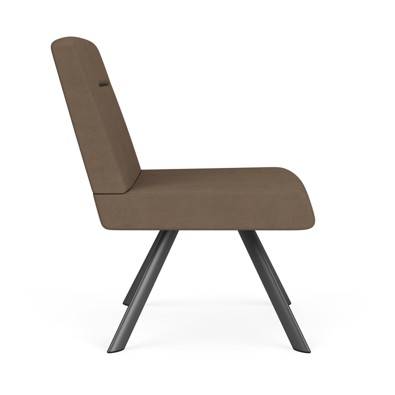Willow Lounge Reception Waiting Armless Guest Chair / Charcoal Steel / Brown