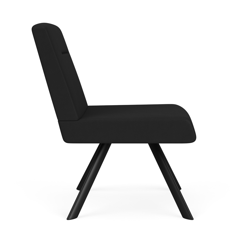 Willow Lounge Lobby Reception Waiting Armless Guest Chair / Black Steel / Black