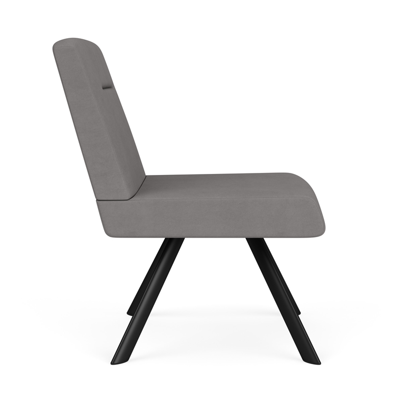 Willow Lounge Reception Waiting Armless Guest Chair / Black Steel / Light Gray