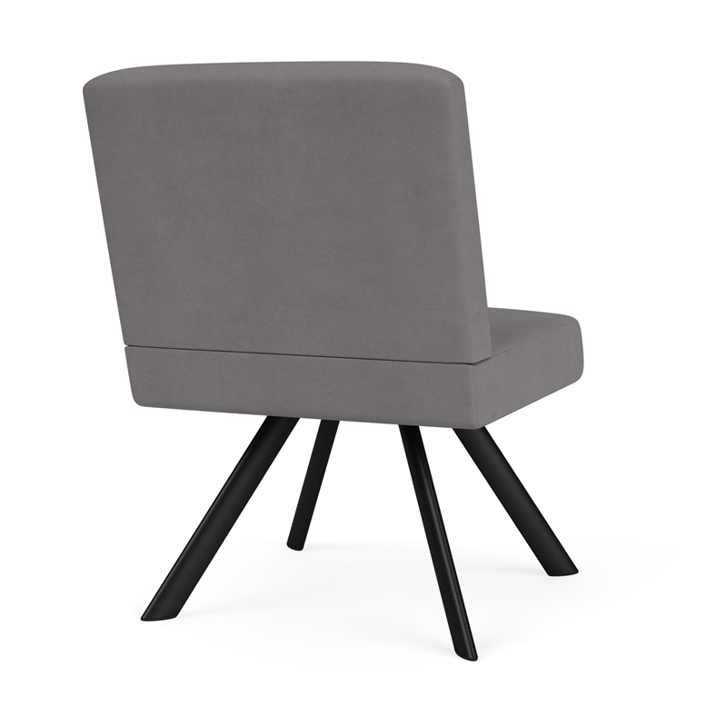Willow Lounge Reception Waiting Armless Guest Chair / Black Steel / Light Gray
