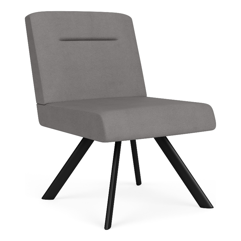 Willow Lounge Reception Waiting Armless Guest Chair / Black Steel / Light Gray
