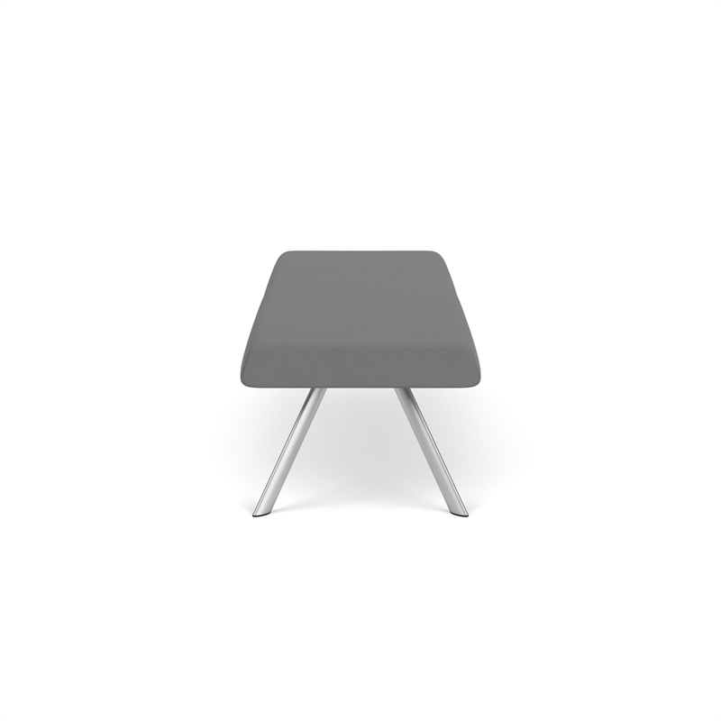 Willow Lounge Lobby Reception Waiting 3 Seat Bench / Silver Steel / Light Gray