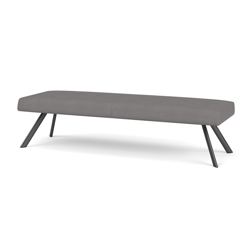 Willow Lounge Lobby Reception Waiting 3 Seat Bench / Charcoal Steel / Light Gray
