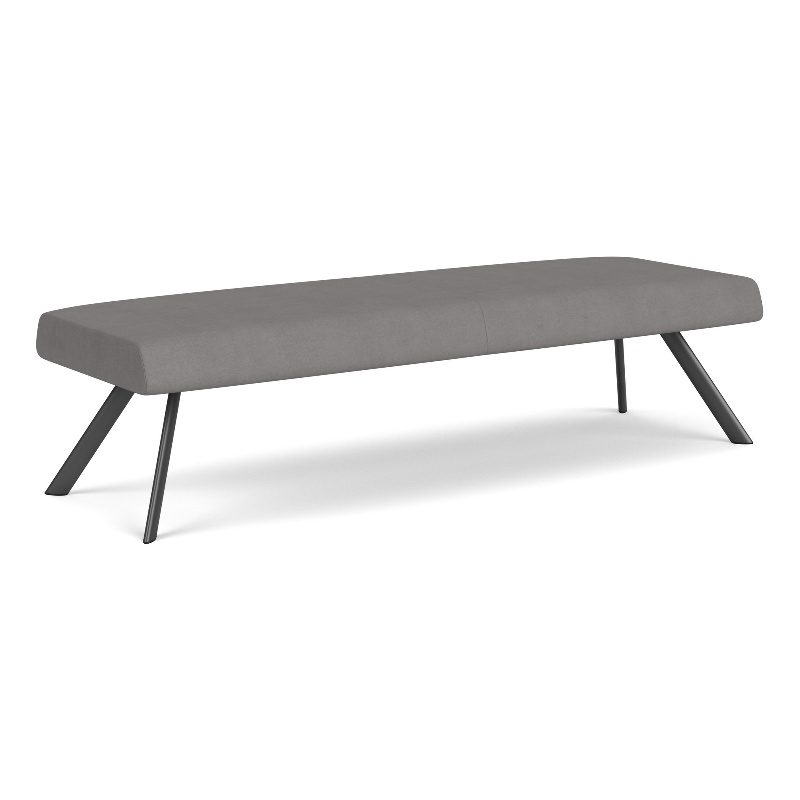 Willow Lounge Lobby Reception Waiting 3 Seat Bench / Charcoal Steel / Light Gray