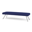 Willow Lounge Lobby Reception Waiting 3 Seat Bench / Silver Steel / Blue